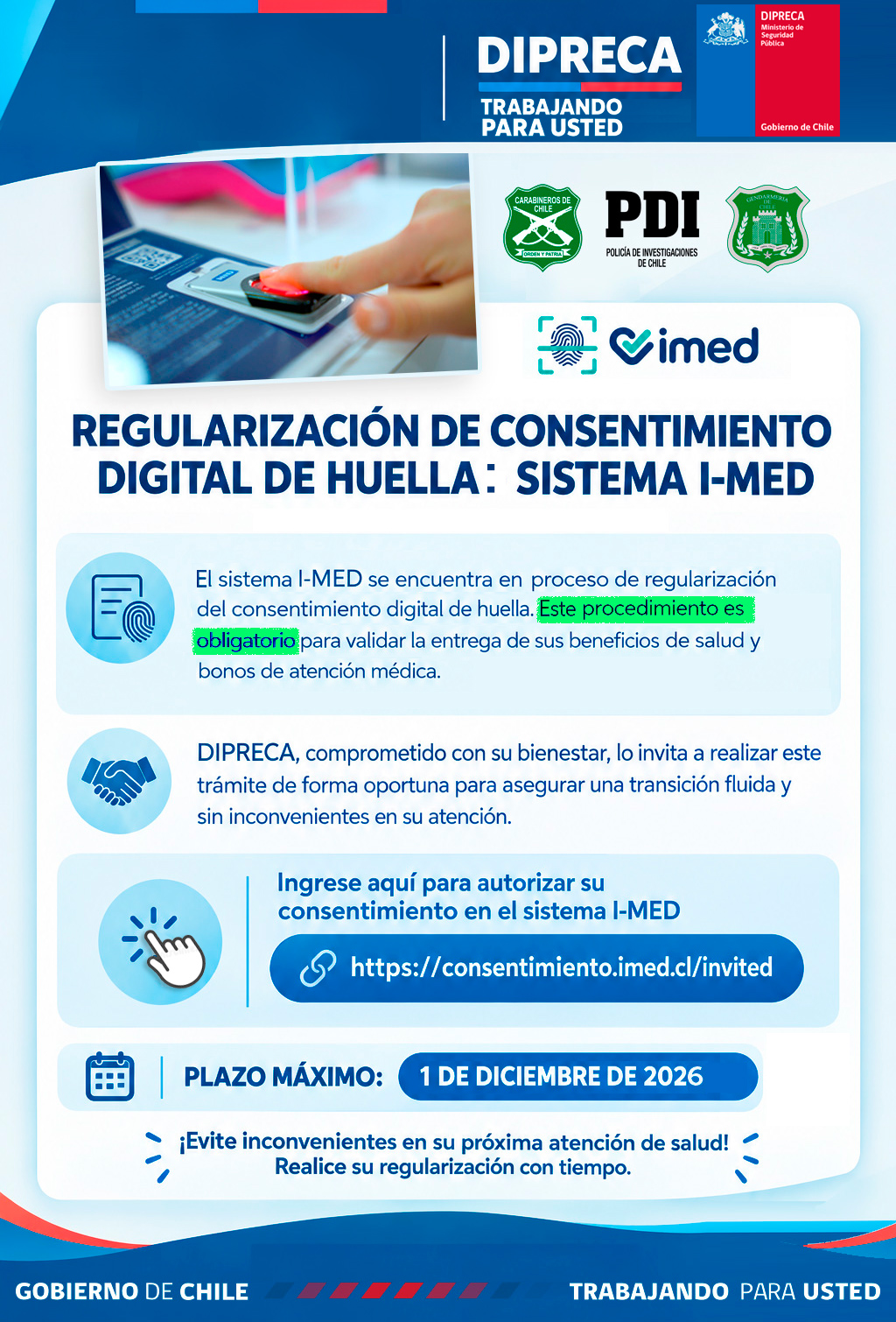 Regularización de Consentimiento Digital de Huella - Sistema I-MED